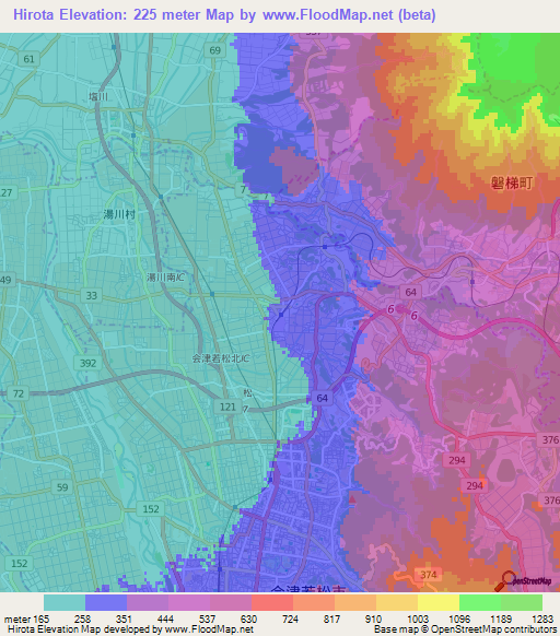 Hirota,Japan Elevation Map