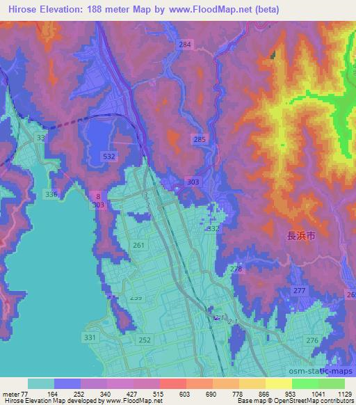 Hirose,Japan Elevation Map