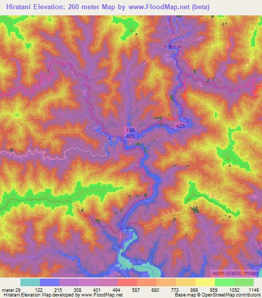 Hiratani,Japan Elevation Map