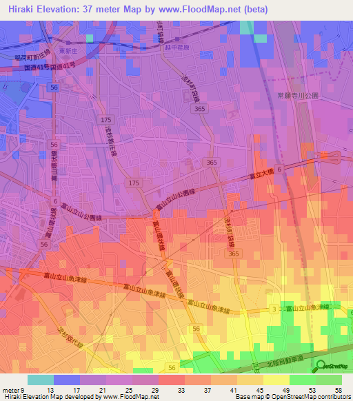 Hiraki,Japan Elevation Map