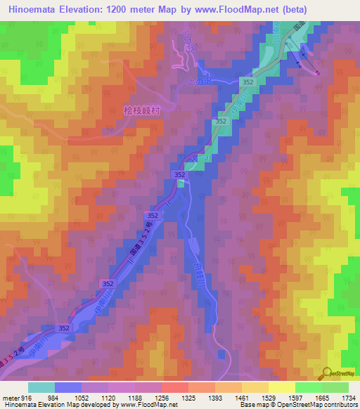Hinoemata,Japan Elevation Map