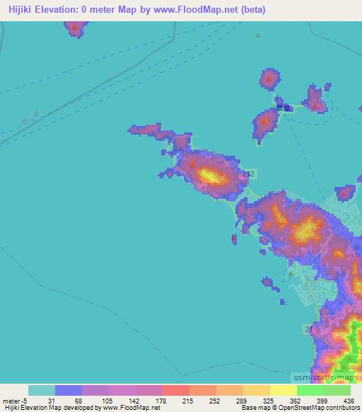 Hijiki,Japan Elevation Map