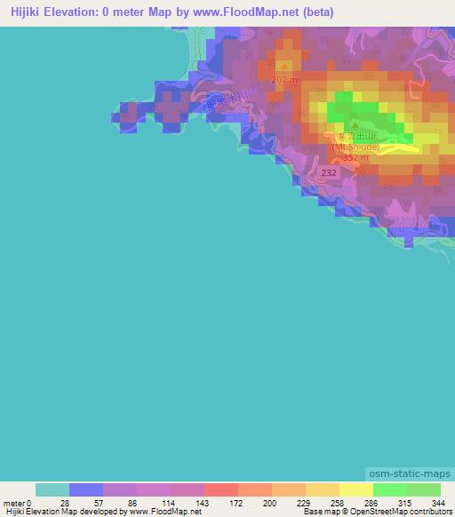 Hijiki,Japan Elevation Map