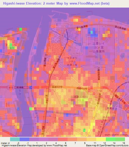 Higashi-iwase,Japan Elevation Map