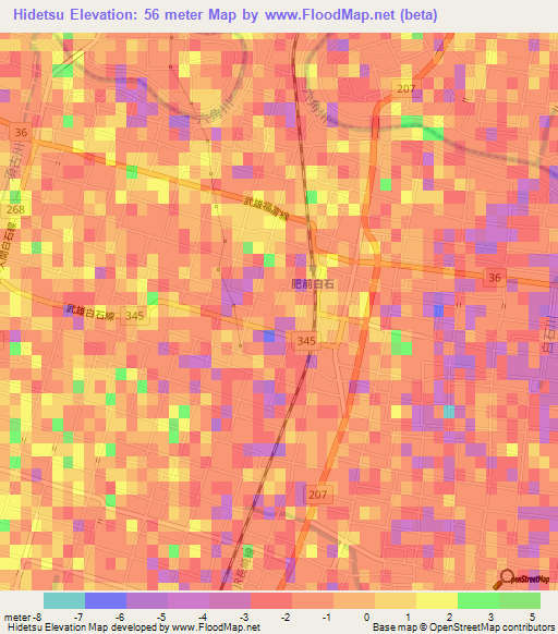 Hidetsu,Japan Elevation Map