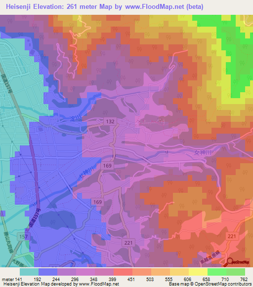 Heisenji,Japan Elevation Map