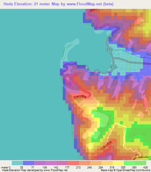 Heda,Japan Elevation Map