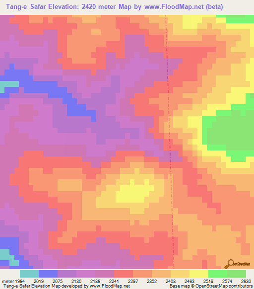 Tang-e Safar,Iran Elevation Map