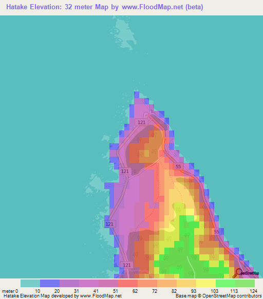 Hatake,Japan Elevation Map