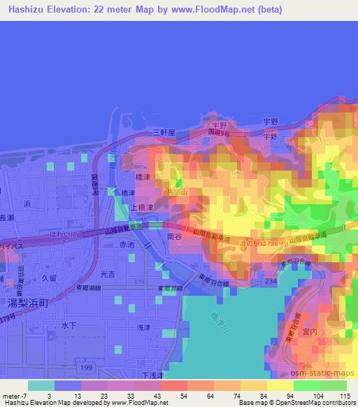 Hashizu,Japan Elevation Map