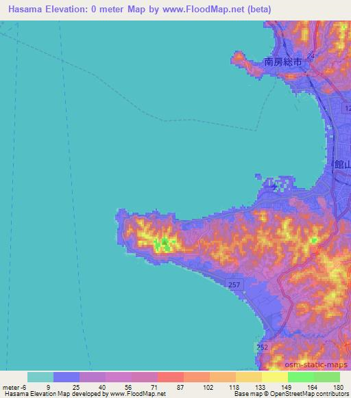 Hasama,Japan Elevation Map