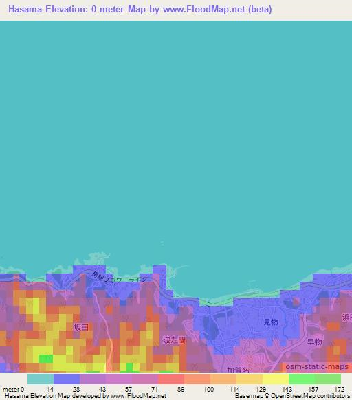 Hasama,Japan Elevation Map