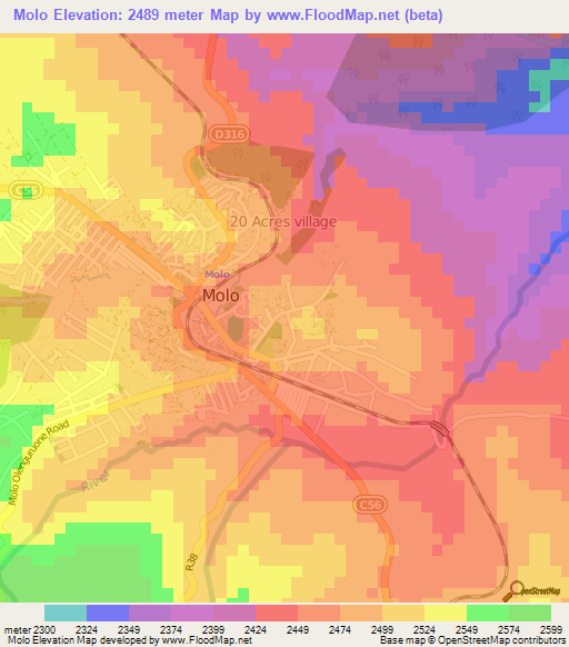 Molo,Kenya Elevation Map