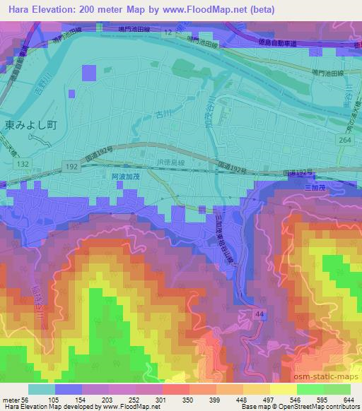 Hara,Japan Elevation Map