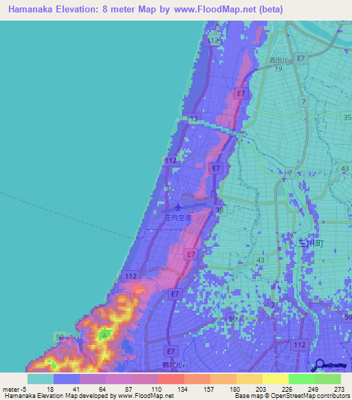 Hamanaka,Japan Elevation Map