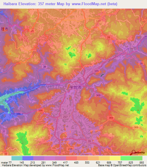Haibara,Japan Elevation Map
