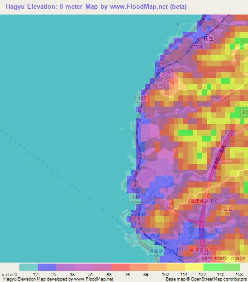 Hagyu,Japan Elevation Map