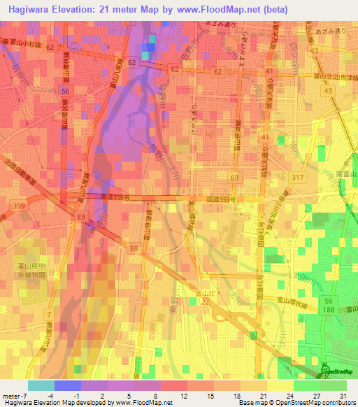 Hagiwara,Japan Elevation Map