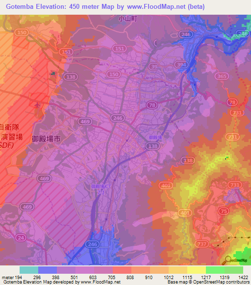 Gotemba,Japan Elevation Map