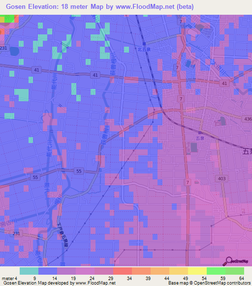 Gosen,Japan Elevation Map