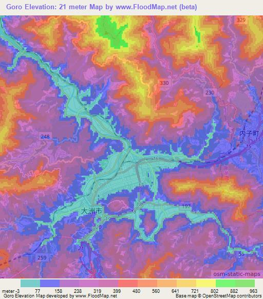 Goro,Japan Elevation Map