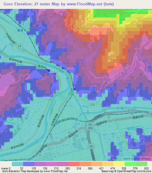 Goro,Japan Elevation Map