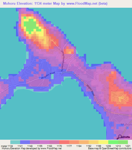 Mohoru,Kenya Elevation Map