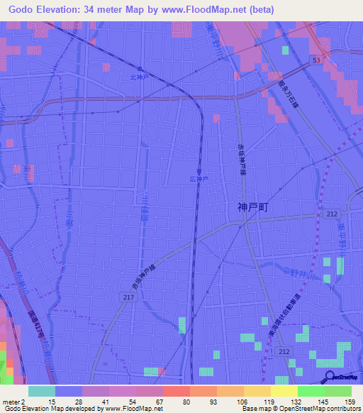 Godo,Japan Elevation Map