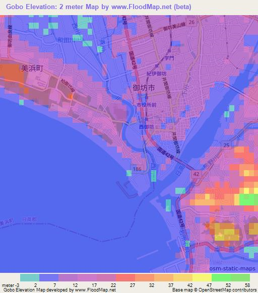 Gobo,Japan Elevation Map