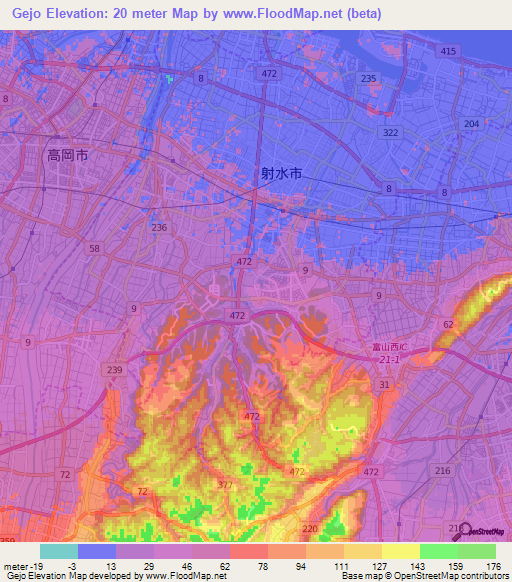 Gejo,Japan Elevation Map