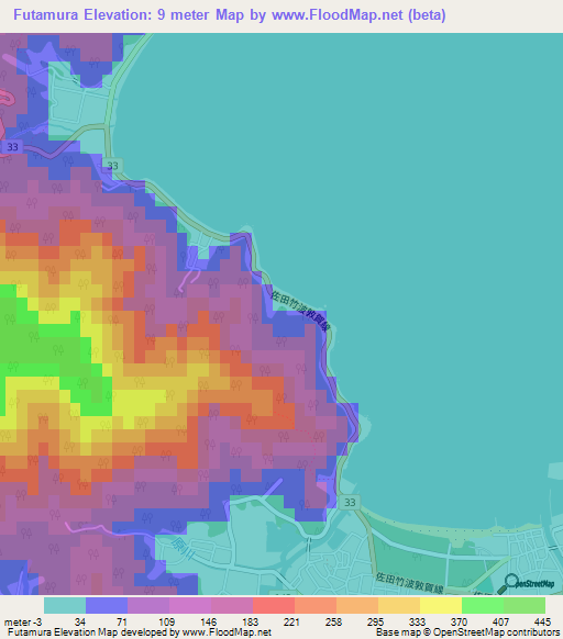 Futamura,Japan Elevation Map
