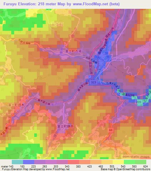 Furuyu,Japan Elevation Map