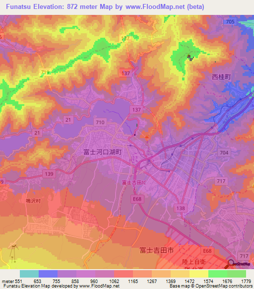 Funatsu,Japan Elevation Map