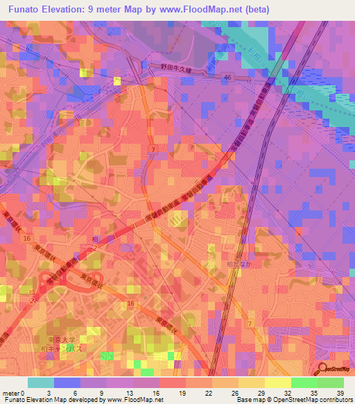 Funato,Japan Elevation Map