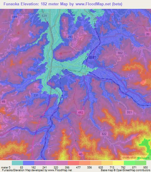 Funaoka,Japan Elevation Map