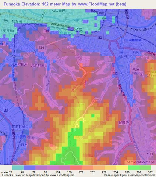 Funaoka,Japan Elevation Map