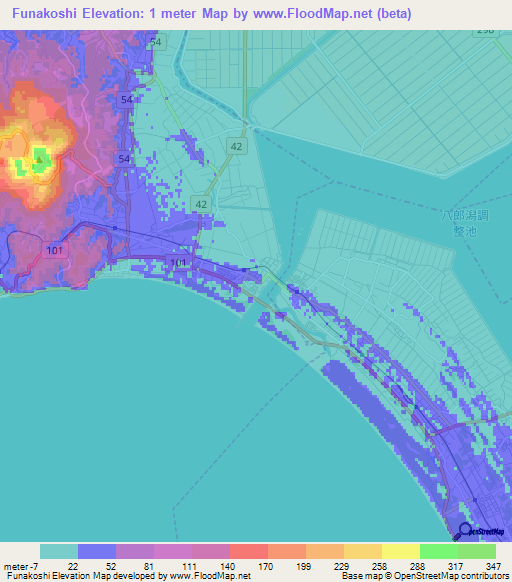 Funakoshi,Japan Elevation Map