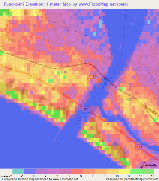 Funakoshi,Japan Elevation Map