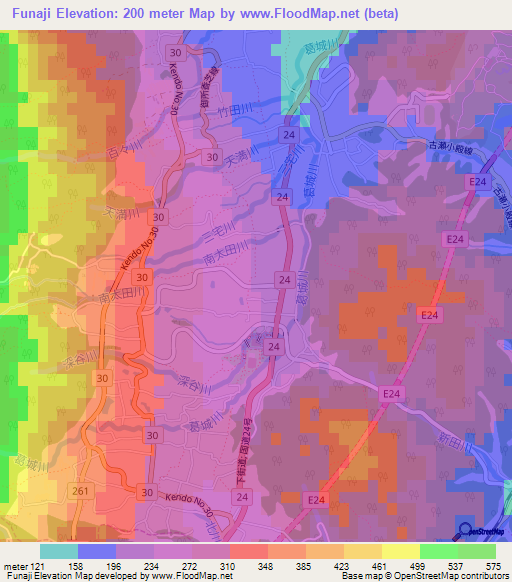 Funaji,Japan Elevation Map
