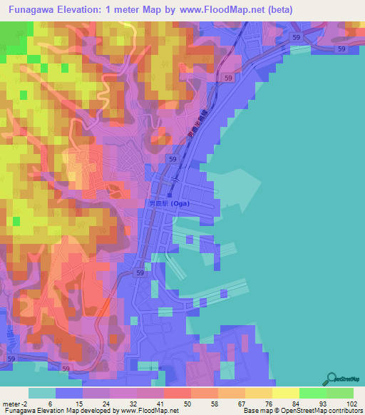 Funagawa,Japan Elevation Map