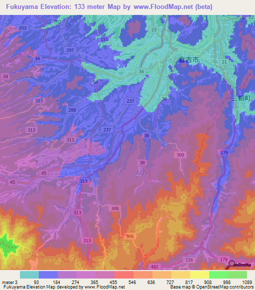 Fukuyama,Japan Elevation Map