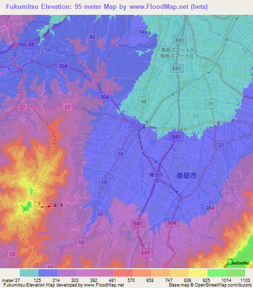 Fukumitsu,Japan Elevation Map