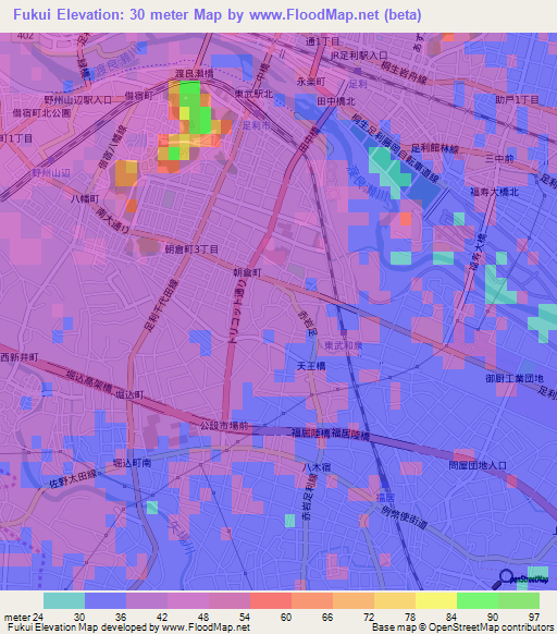 Fukui,Japan Elevation Map
