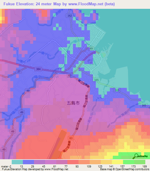 Fukue,Japan Elevation Map