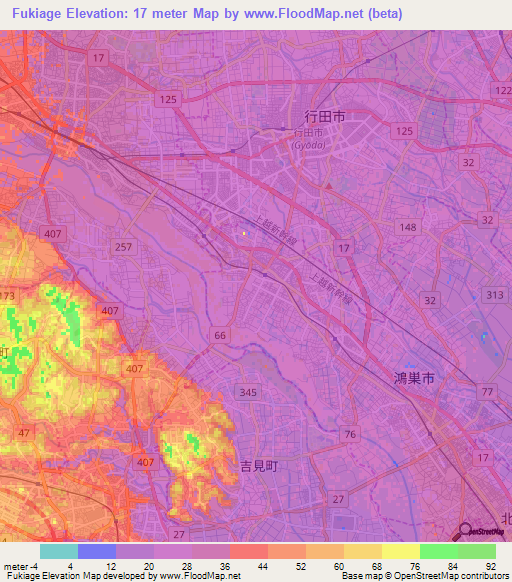 Fukiage,Japan Elevation Map