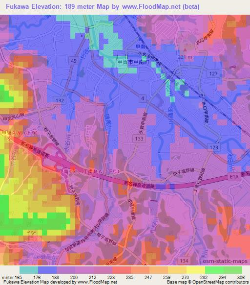 Fukawa,Japan Elevation Map