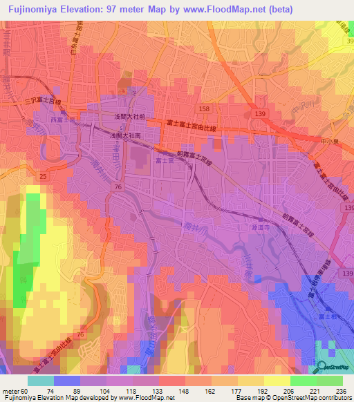 Fujinomiya,Japan Elevation Map