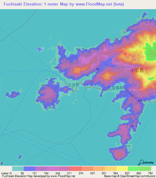 Fuchisaki,Japan Elevation Map
