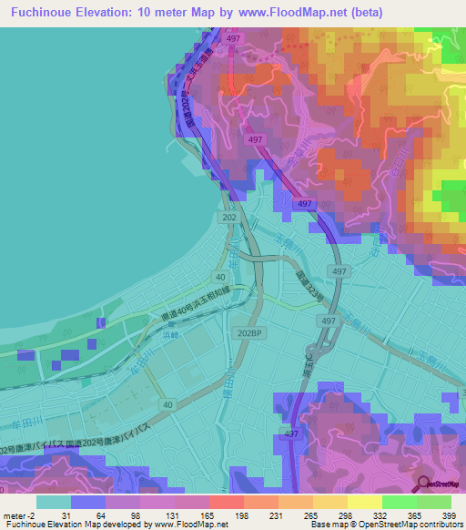 Fuchinoue,Japan Elevation Map