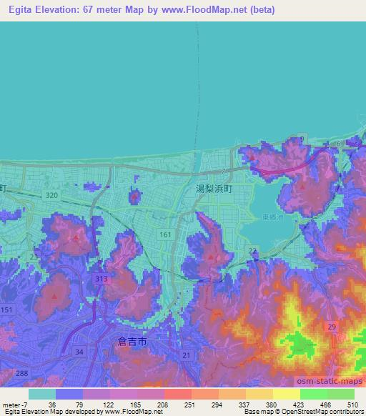 Egita,Japan Elevation Map